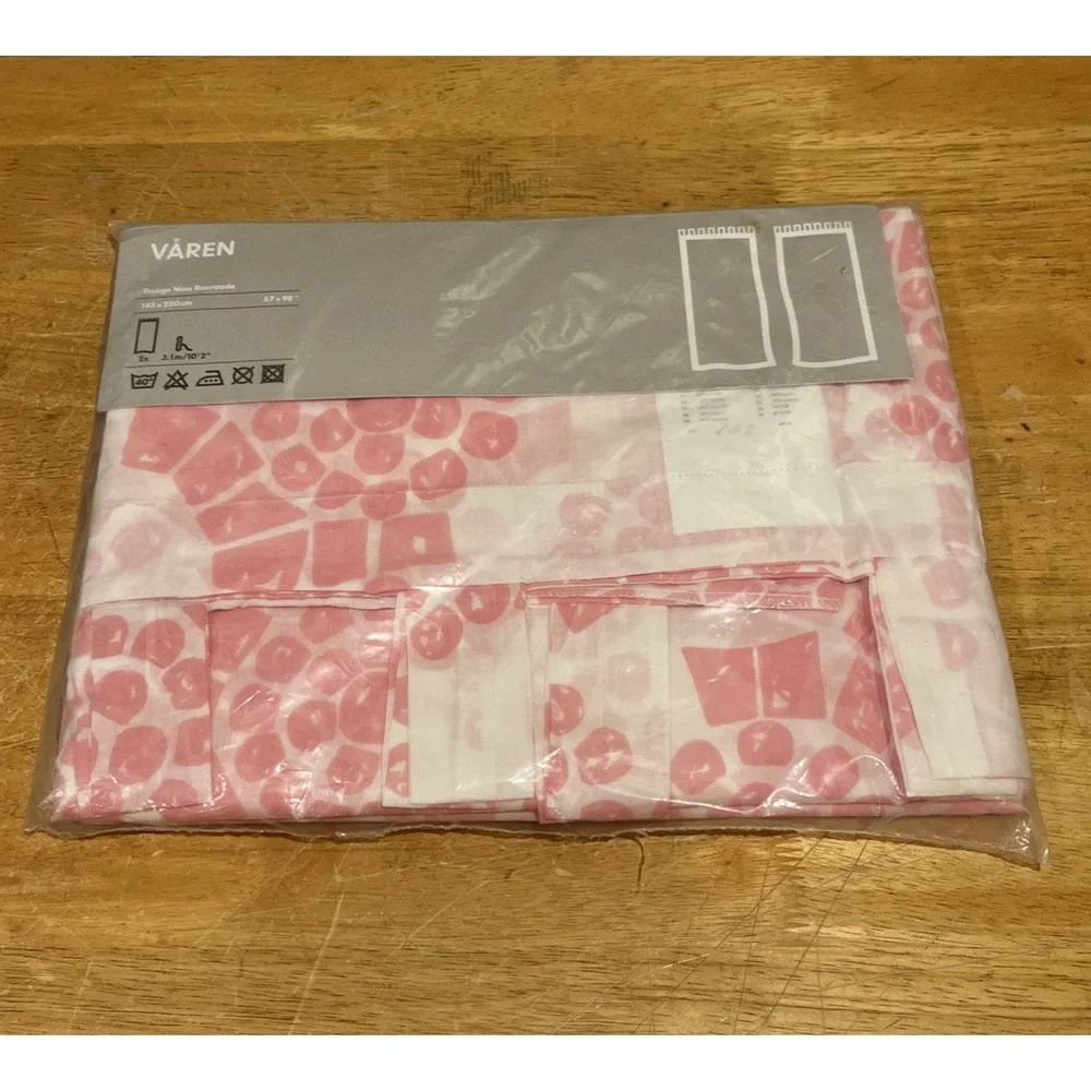 IKEA Curtain Panels Varen Nina Roeraade White Pink 57x98